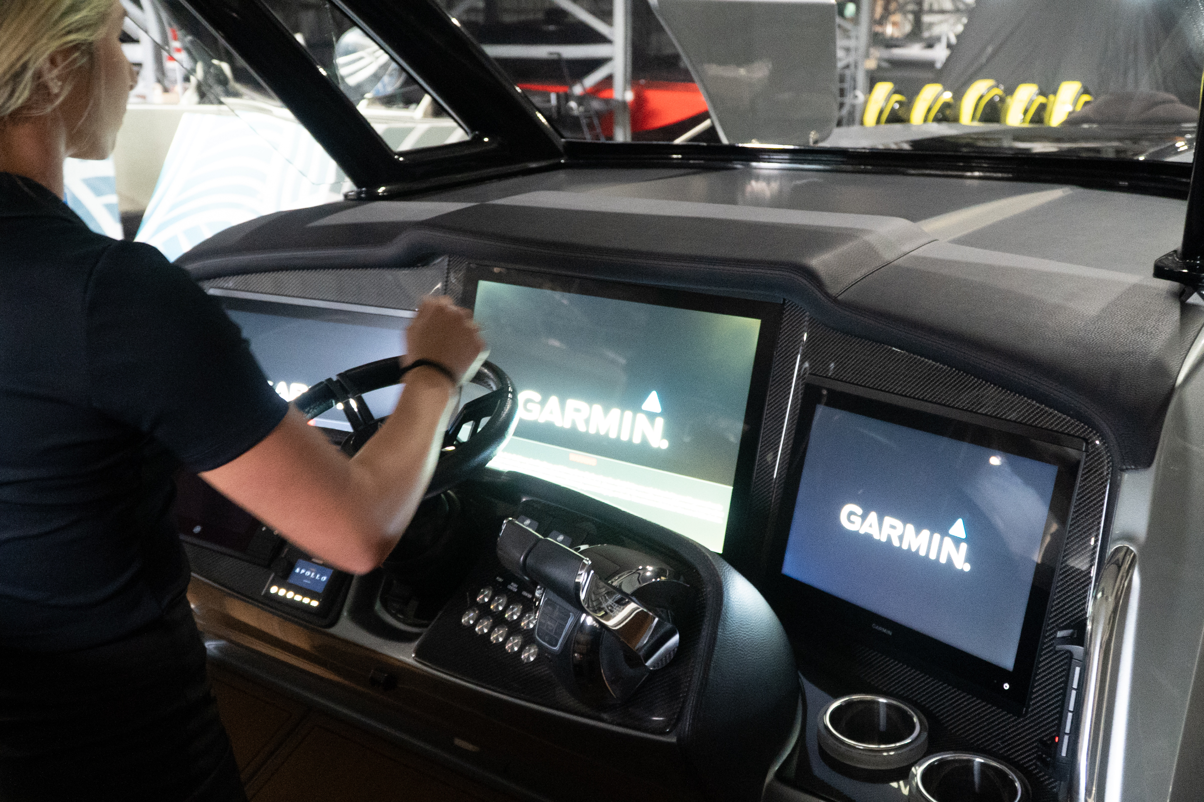 Captain at the helm — Garmin multi-screen bridge